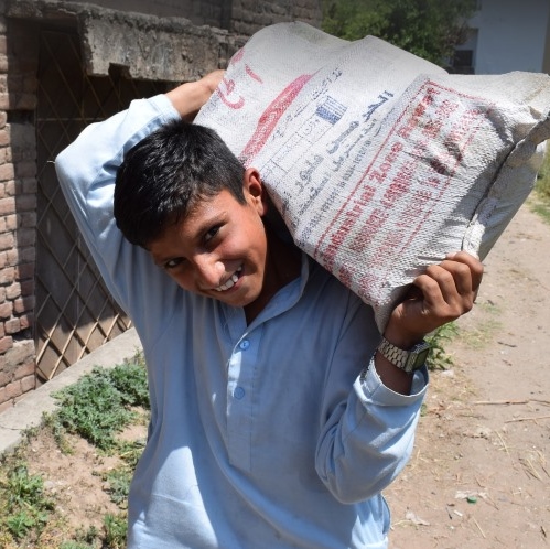 Food supplies for poor family in Pakistan