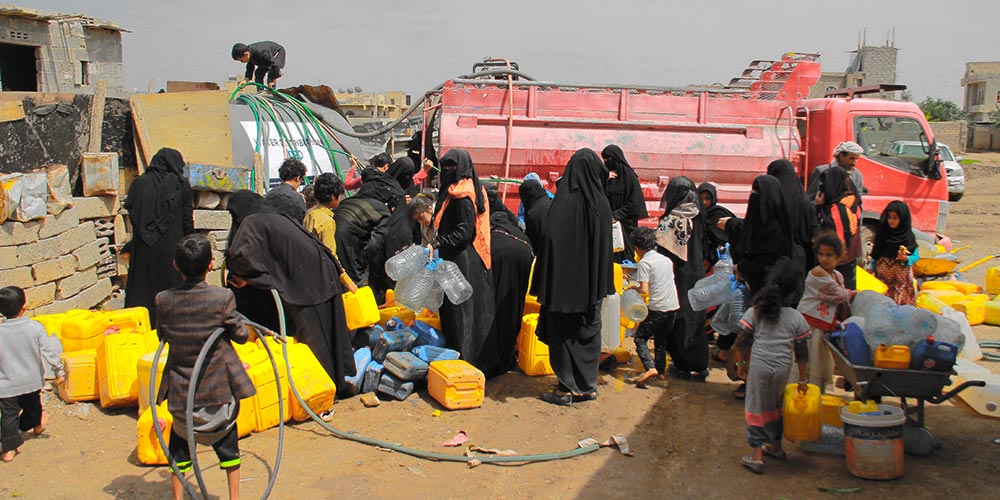 Distributing Water to Families in South Sana'a, Yemen