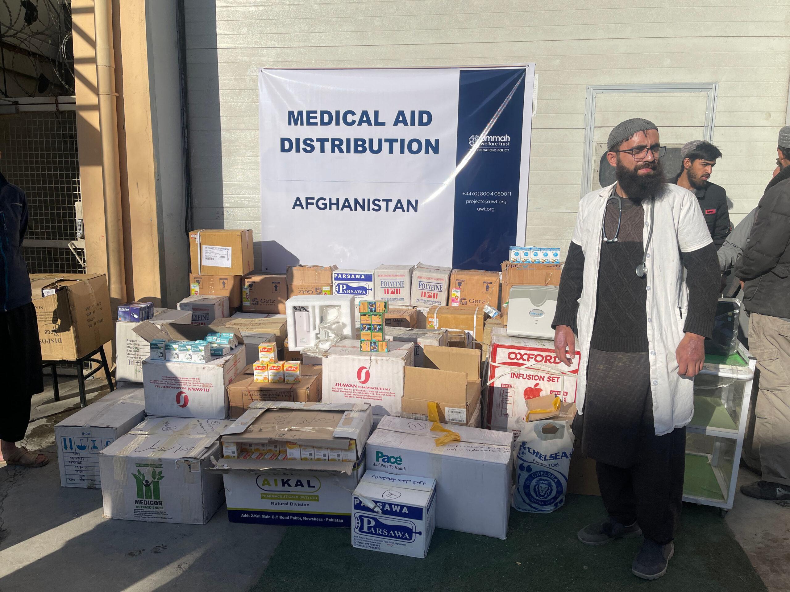 A patient receiving medical care through Ummah Welfare Trust in Afghanistan
