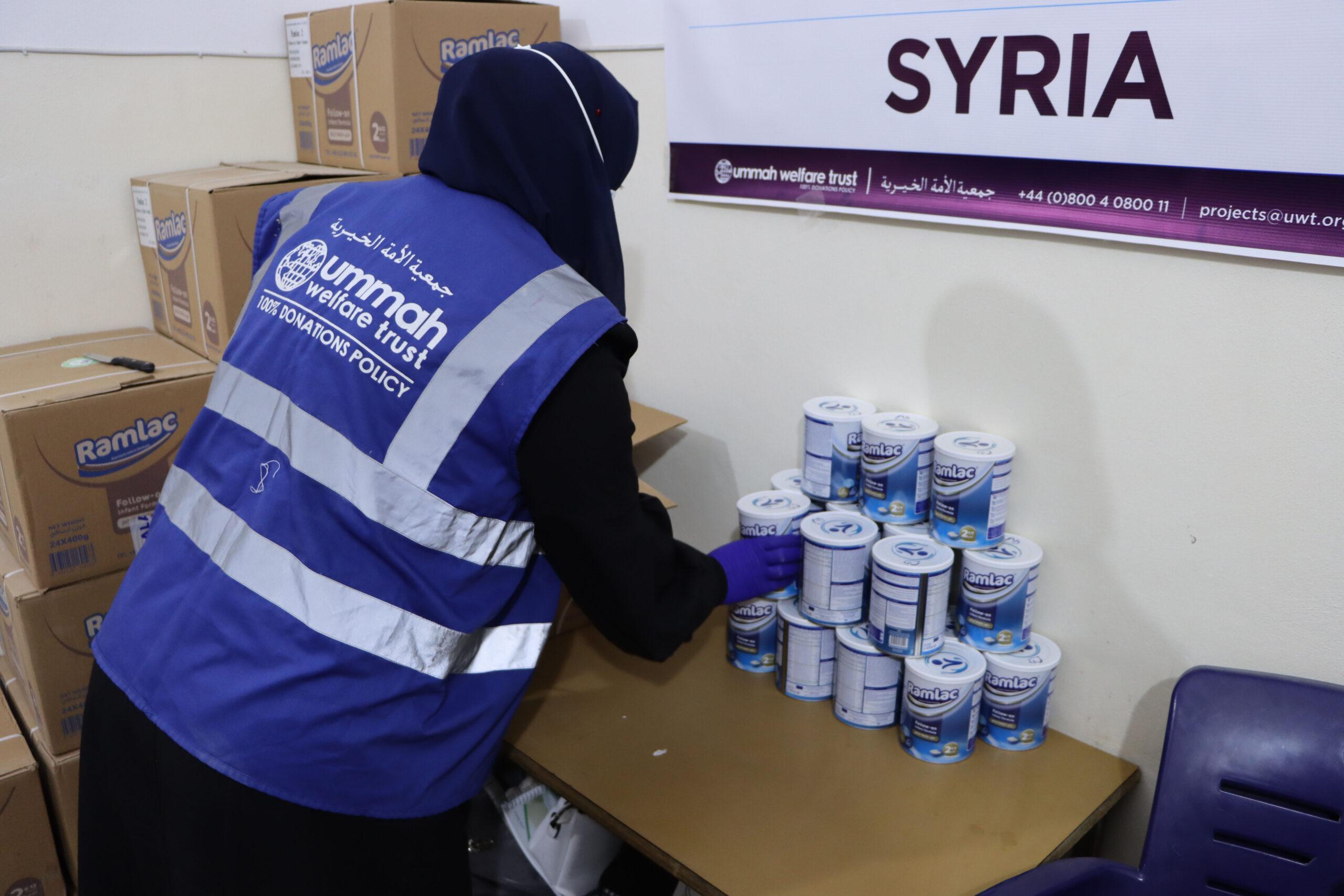 A child receiving support through the Baby Milk Powder Appeal in Syria